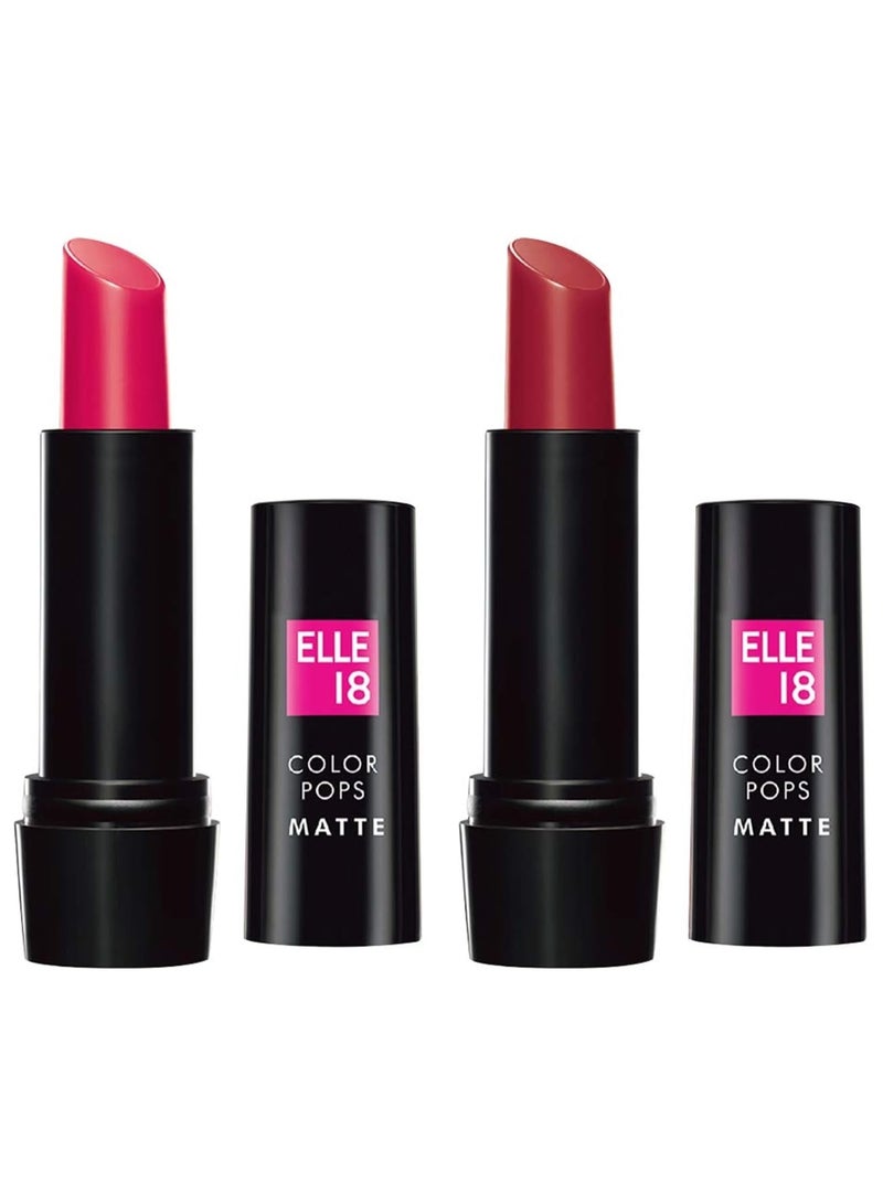 إل 18 أحمر شفاه Elle 18 Color Pop Matte Lip Color، R33، Code Red، 4.3 غرام وأحمر شفاه وردي داكن (مطفي) - Image 1